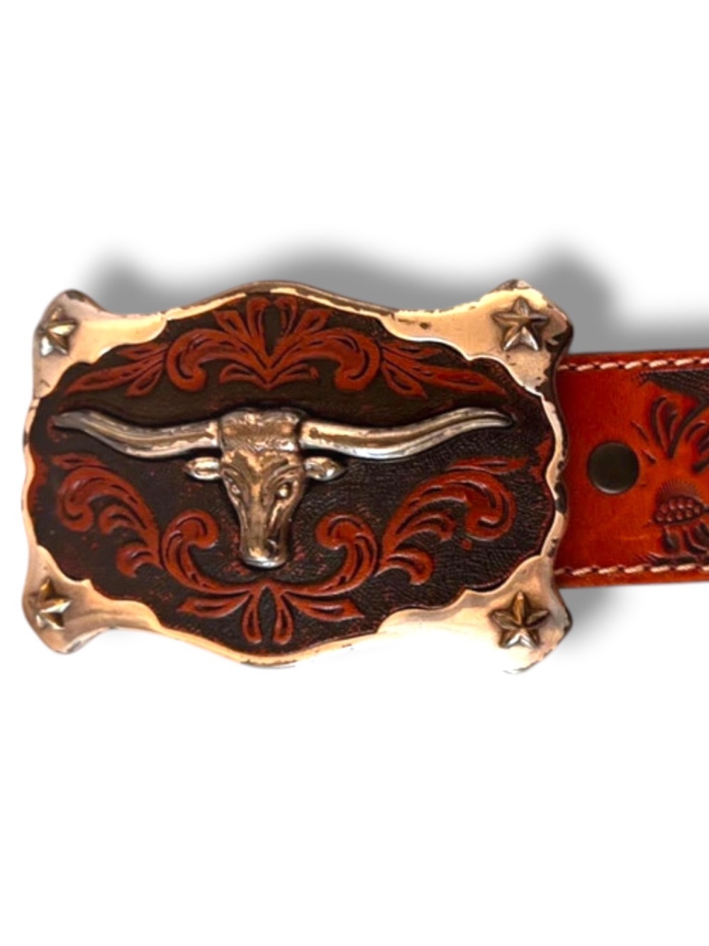 Justin Classic Longhorn Tan Leather Western Belt C11194 34” Rodeo Cowboy E-7